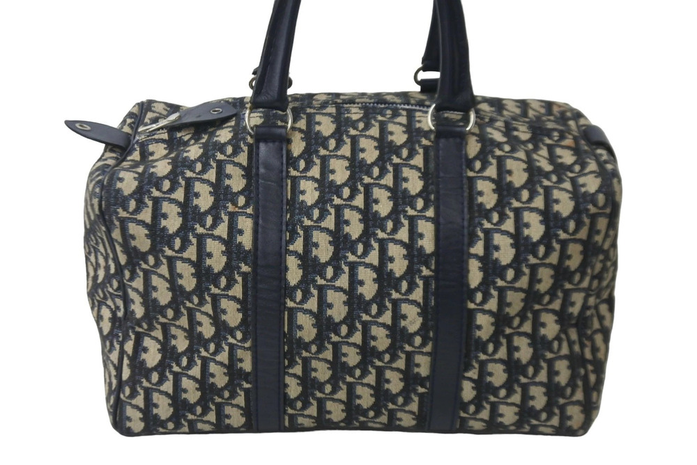 Dior Boston Handbag canvas Trotter Christian Black